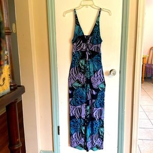 Mixit Butterfly Black Purple Blue Stretchy Maxi Dress Size M
